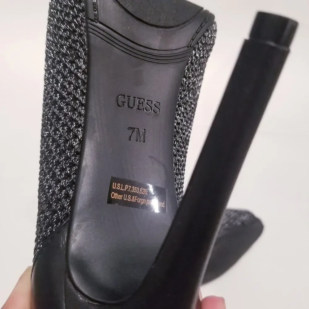 GUESS Shimmer Peep Toe Ankle Boots Stiletto Heels Party Shoes